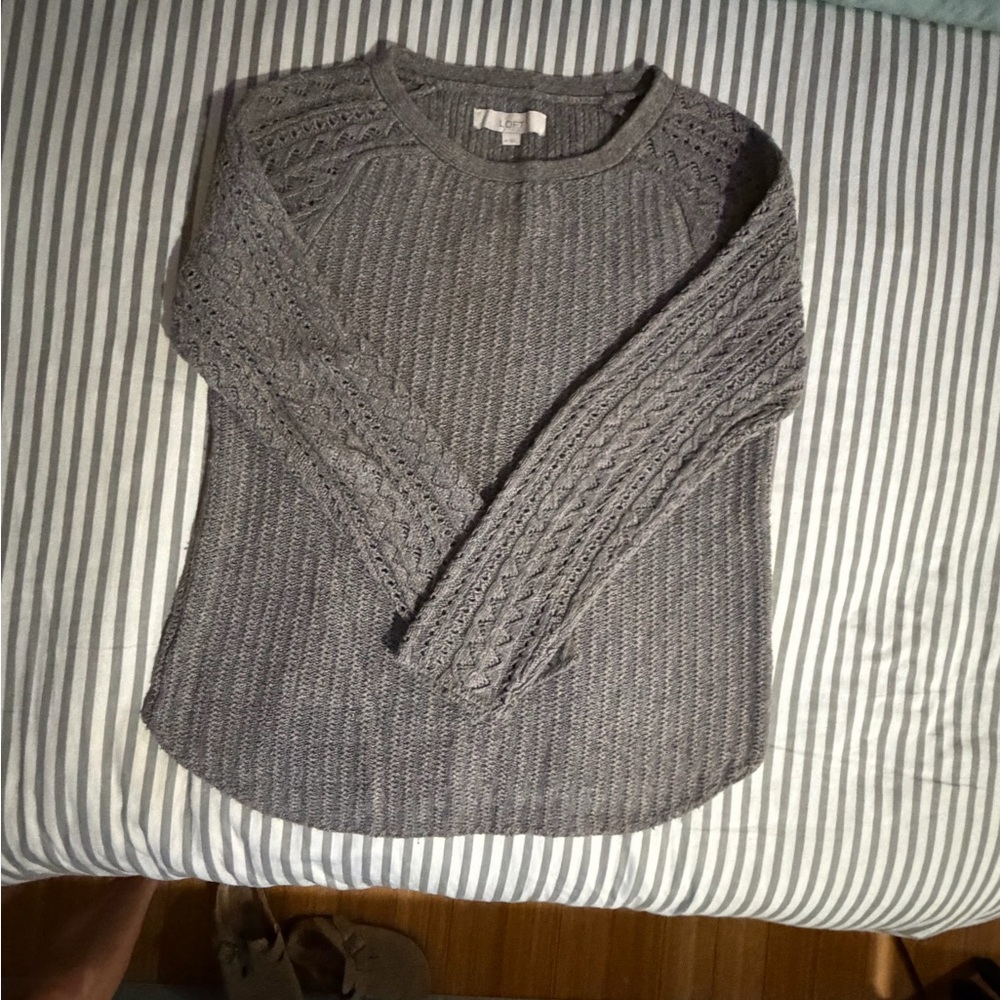 LOFT Taupe Cable Knit Women's Sweater
